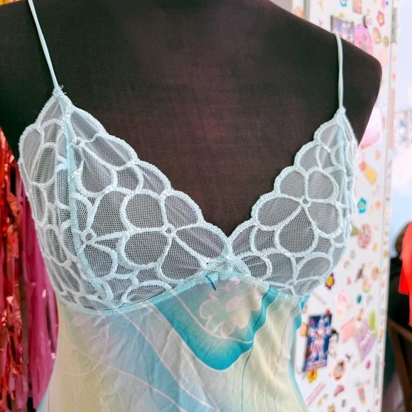 Vintage Y2K 2000s La Senza sheer blue and white maxi slip dress - Picture 4 of 5